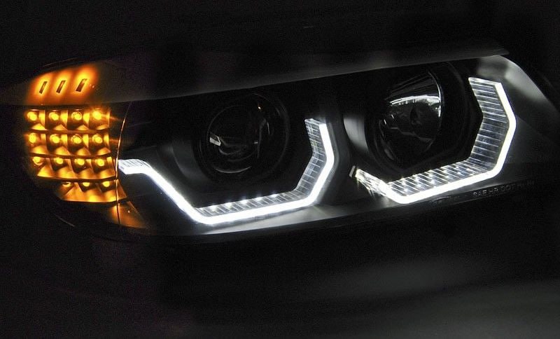 🔥FARI ANGEL EYES LED 3D NERI ADATTI PER BMW SERIE 3 E90/E91 05-08🔥