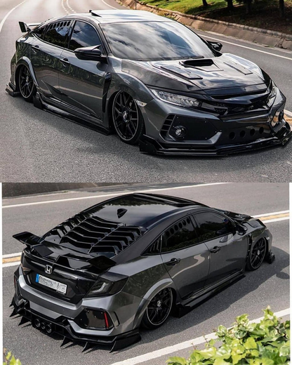 🔥2155 Honda Civic FC5 2016-2021 BERLINA Lunotto Louver NERO LUCIDO ABS🔥