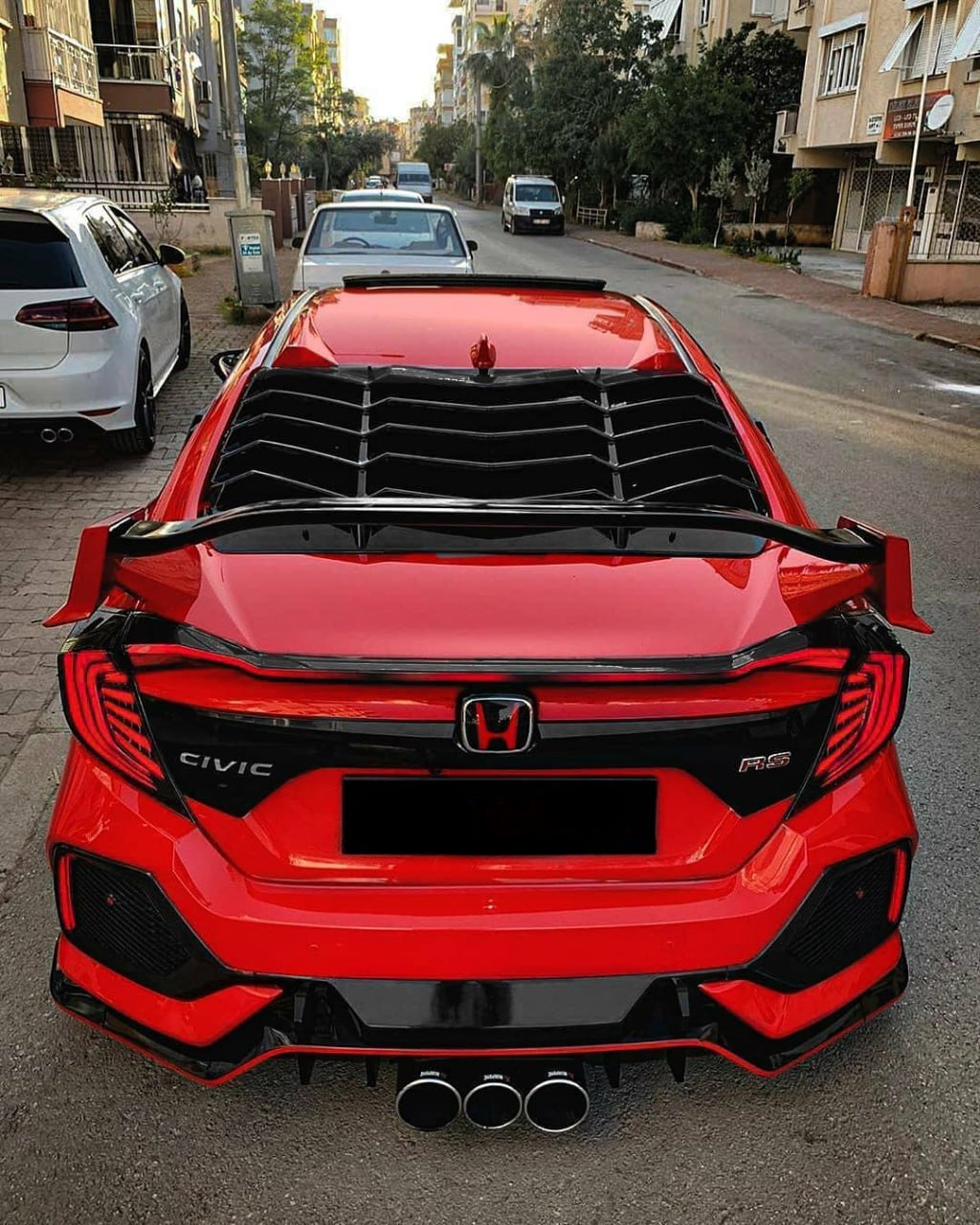 🔥2155 Honda Civic FC5 2016-2021 BERLINA Lunotto Louver NERO LUCIDO ABS🔥