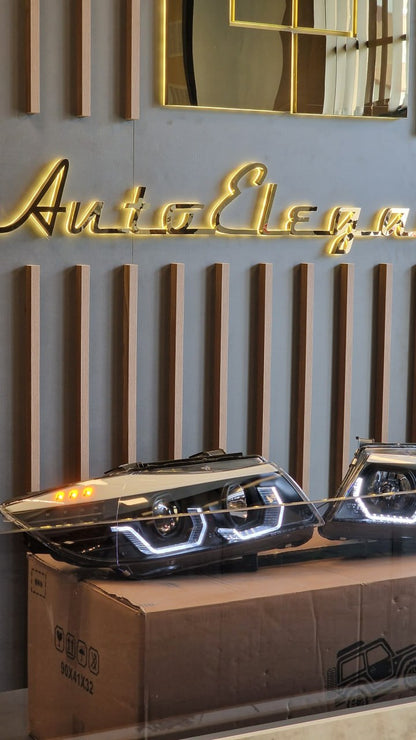 ⭐Fari adatto per BMW E90 E91 2005-2008 neri con frecce LED⭐