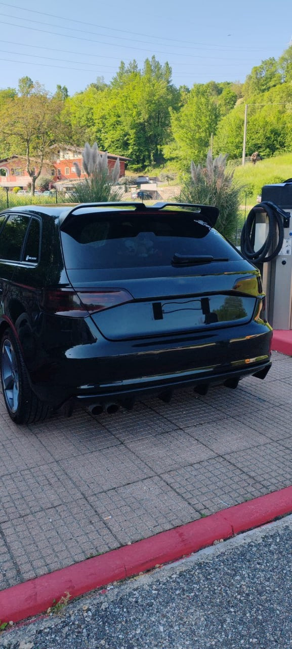 🔥DIFFUSORE ADATTO PER AUDI A3 8V RS3 12-16 LOOOK NERO LUCIDO 2SX SPORTIVO🔥