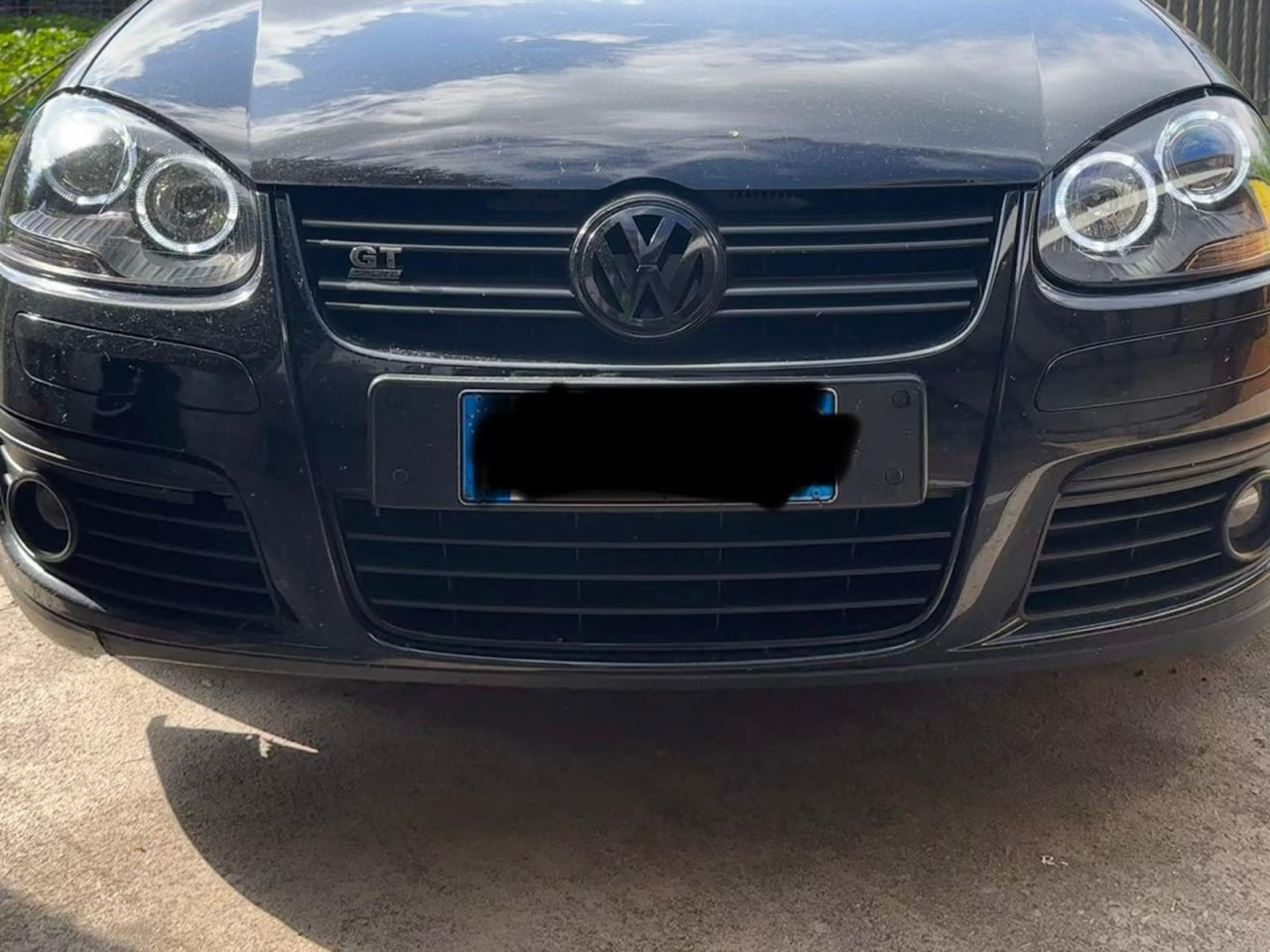 🔥FARI ANTERIORI ADATTI A VW GOLF 5 V 03-08  NERI ANGEL EYES BIANCHI A LED🔥