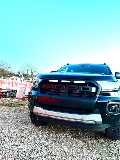⭐GRIGLIA ADATTA PER FORD RANGER T6 2015-2018 NERO OPACA + LED LOOK SPORTIVO⭐