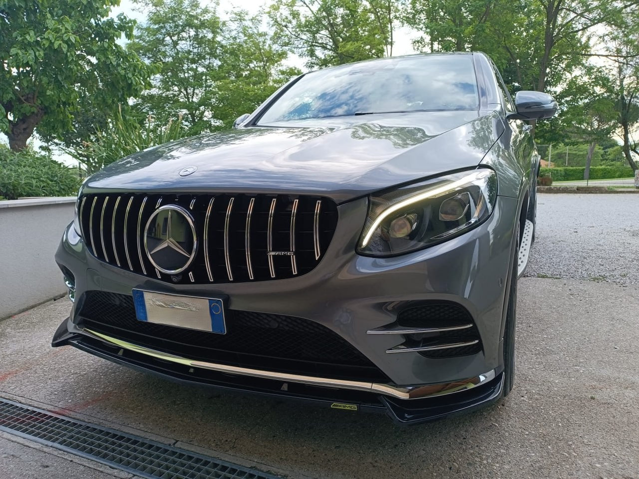 ⭐GRIGLIA ANTERIORE PER MERCEDES GLC C253 X253 2015-2018 PROFILI SATINATI ⭐