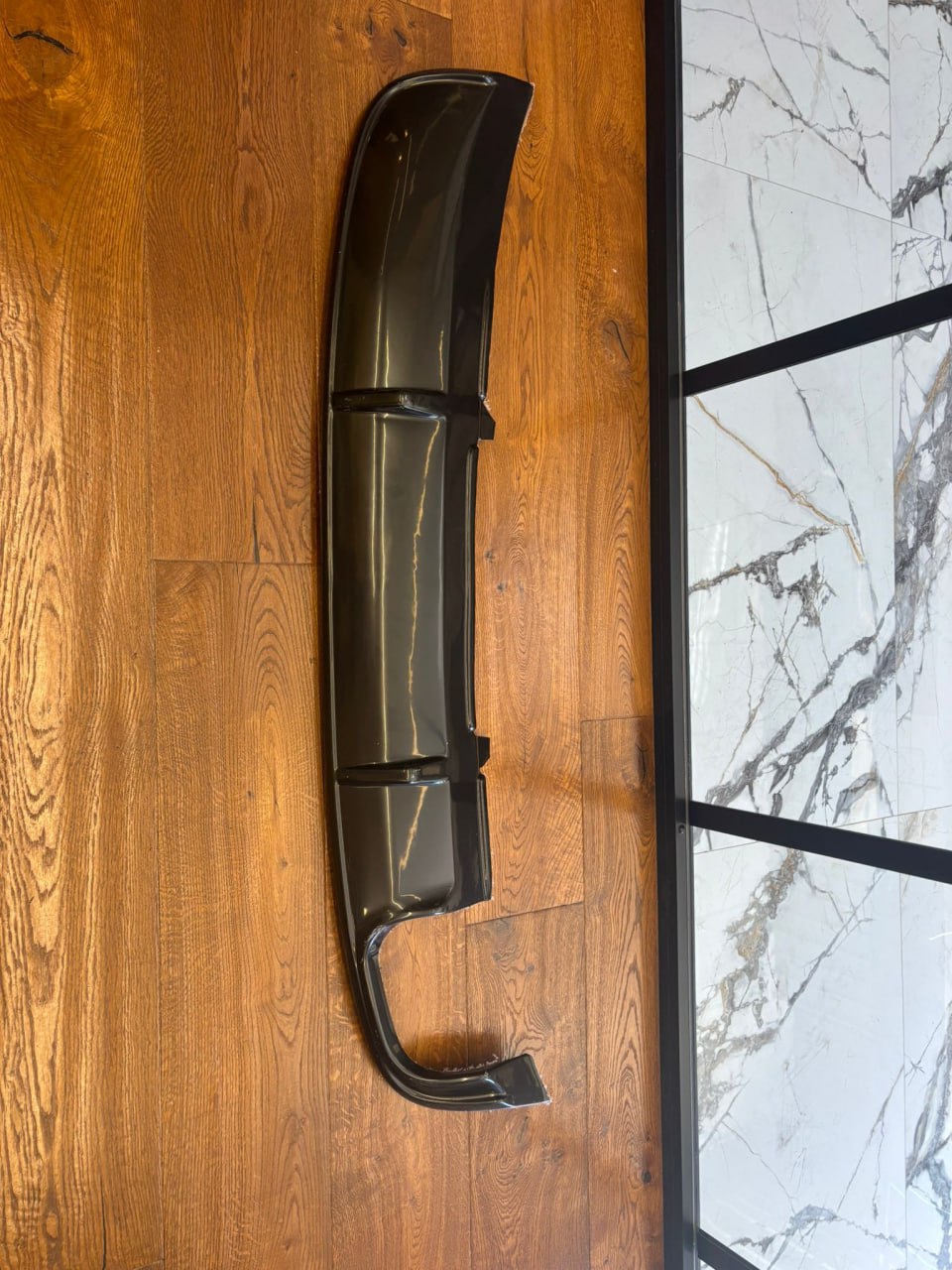 0445🔥DIFFUSORE POSTERIORE NERO LUCIDO PER AUDI A4 B9 8W 2015–2018 2 USCITE SX🔥