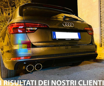 0445🔥DIFFUSORE POSTERIORE NERO LUCIDO PER AUDI A4 B9 8W 2015–2018 2 USCITE SX🔥