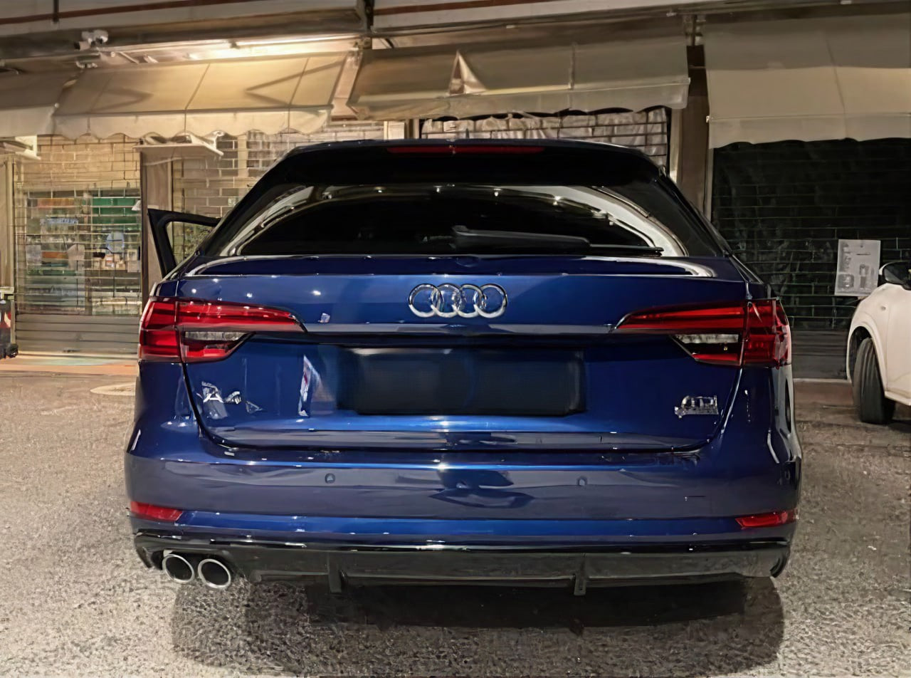 0445🔥DIFFUSORE POSTERIORE NERO LUCIDO PER AUDI A4 B9 8W 2015–2018 2 USCITE SX🔥