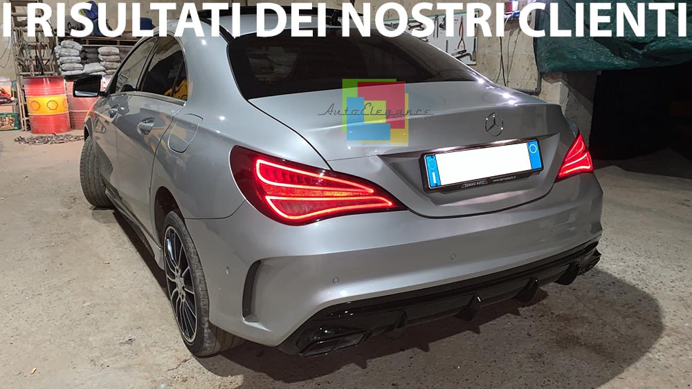 0986🔥DIFFUSORE POSTERIORE LOOK A45 NERO LUCIDO + TERMINALI PER CLA W117 AMG🔥