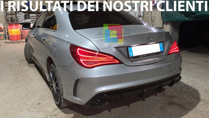 0986🔥DIFFUSORE POSTERIORE LOOK A45 NERO LUCIDO + TERMINALI PER CLA W117 AMG🔥