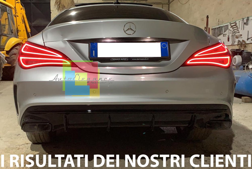 0986🔥DIFFUSORE POSTERIORE LOOK A45 NERO LUCIDO + TERMINALI PER CLA W117 AMG🔥