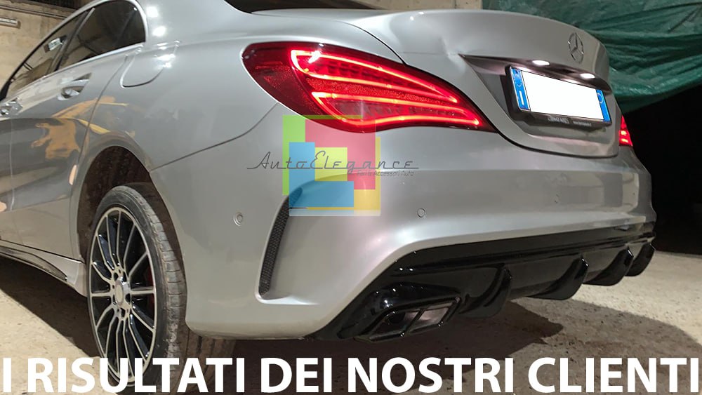 0986🔥DIFFUSORE POSTERIORE LOOK A45 NERO LUCIDO + TERMINALI PER CLA W117 AMG🔥