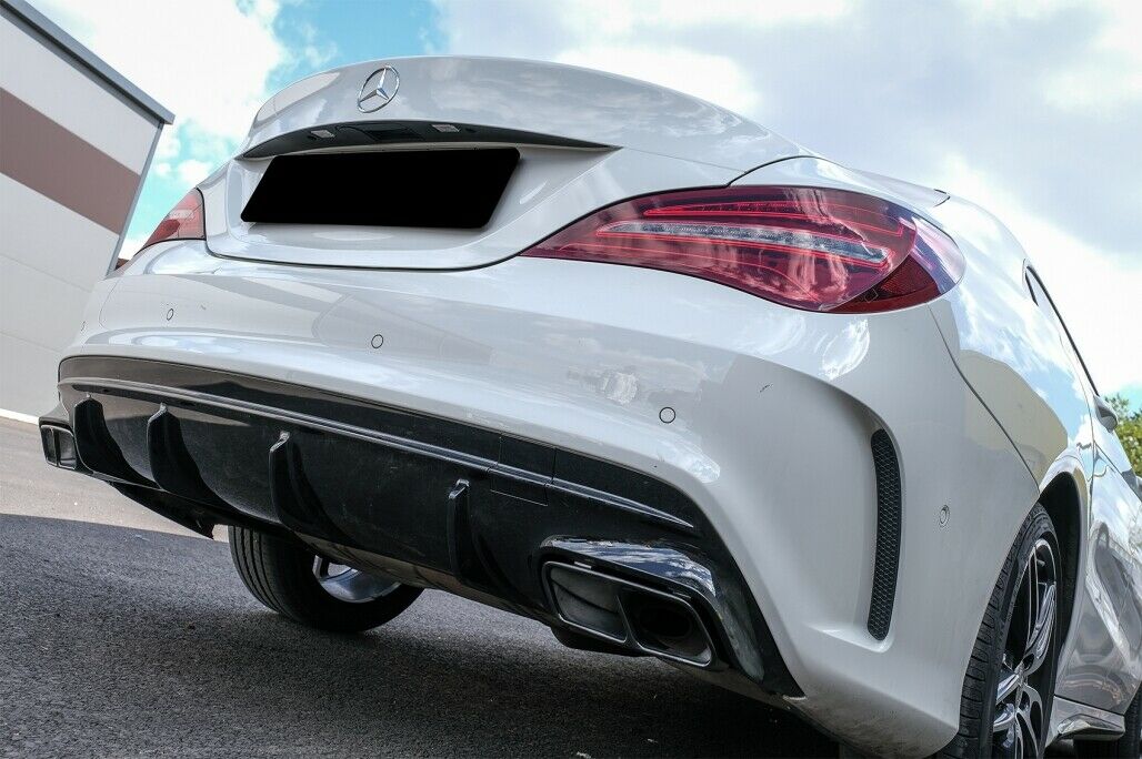 0986🔥DIFFUSORE POSTERIORE LOOK A45 NERO LUCIDO + TERMINALI PER CLA W117 AMG🔥