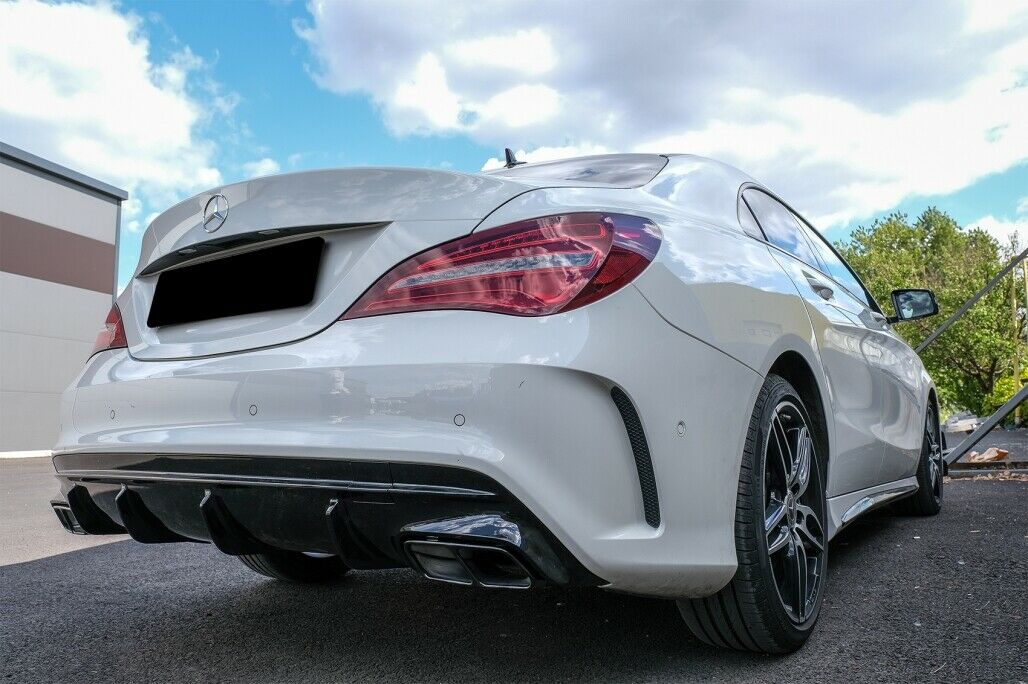 0986🔥DIFFUSORE POSTERIORE LOOK A45 NERO LUCIDO + TERMINALI PER CLA W117 AMG🔥