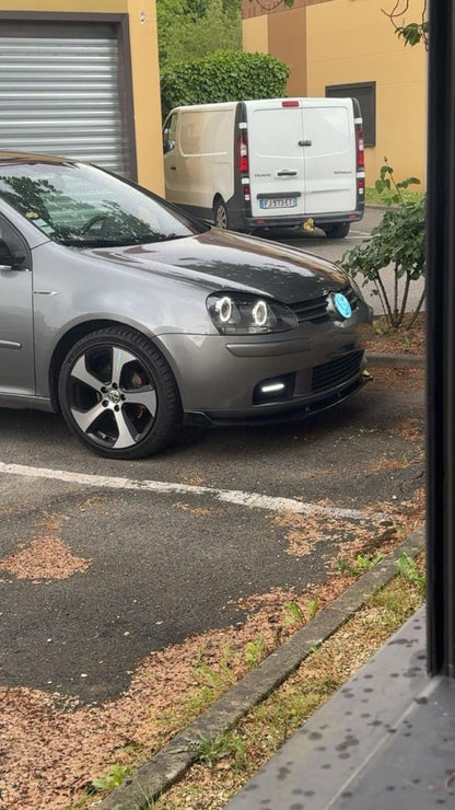 0377🔥FARI ANTERIORI ADATTI A VW GOLF 5 V 03-08 NERI ANGEL EYES BIANCHI A LED🔥