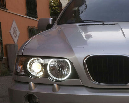 🔥COPPIA FARI ANTERIORI ANGEL EYES PER BMW X5 E53 – CON XENON (1999-2003)🔥