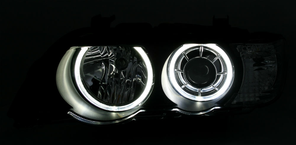 🔥COPPIA FARI ANTERIORI ANGEL EYES PER BMW X5 E53 – CON XENON (1999-2003)🔥