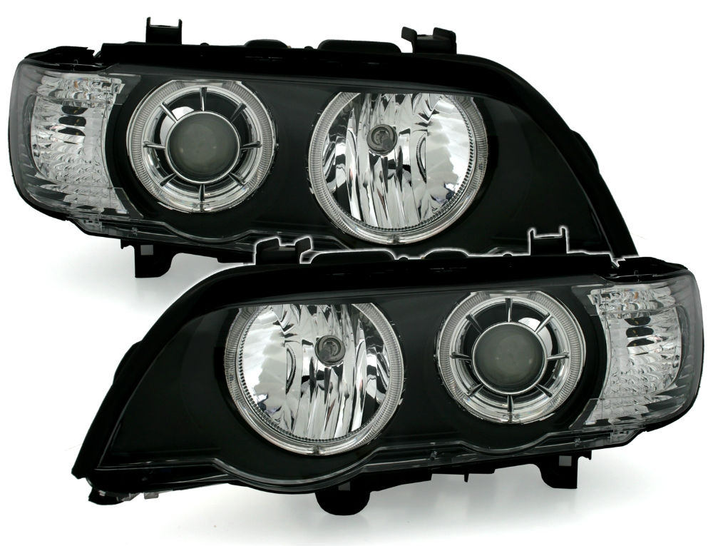 🔥COPPIA FARI ANTERIORI ANGEL EYES PER BMW X5 E53 – CON XENON (1999-2003)🔥