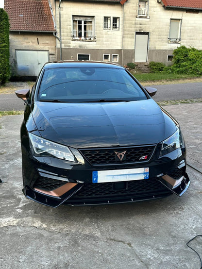 0008⭐SEAT LEON 5F SPOILER SOTTO PARAURTI ANTERIORE ABS NERO SPLITTER✨