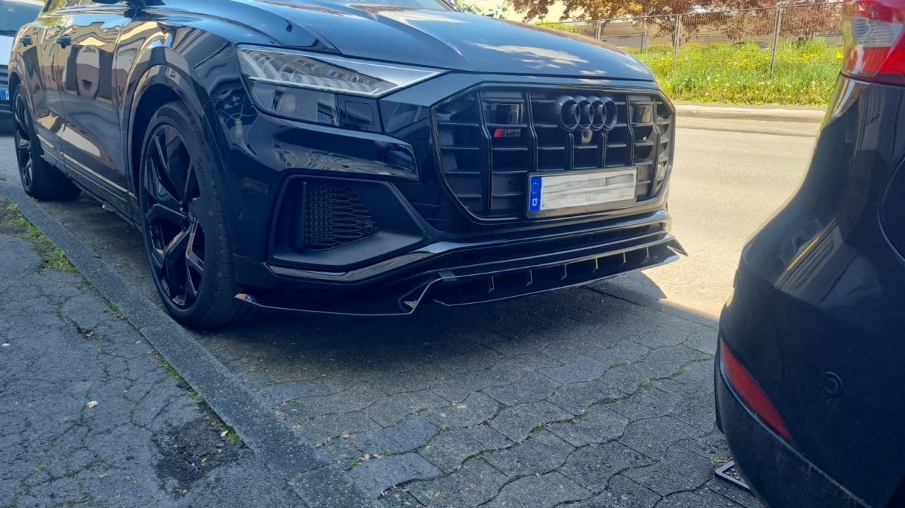 1837✨SPLITTER ANTERIORE NERO LUCIDO PER AUDI Q8 (18–24)S-LINE/SQ8 – LOOK SPORT✨
