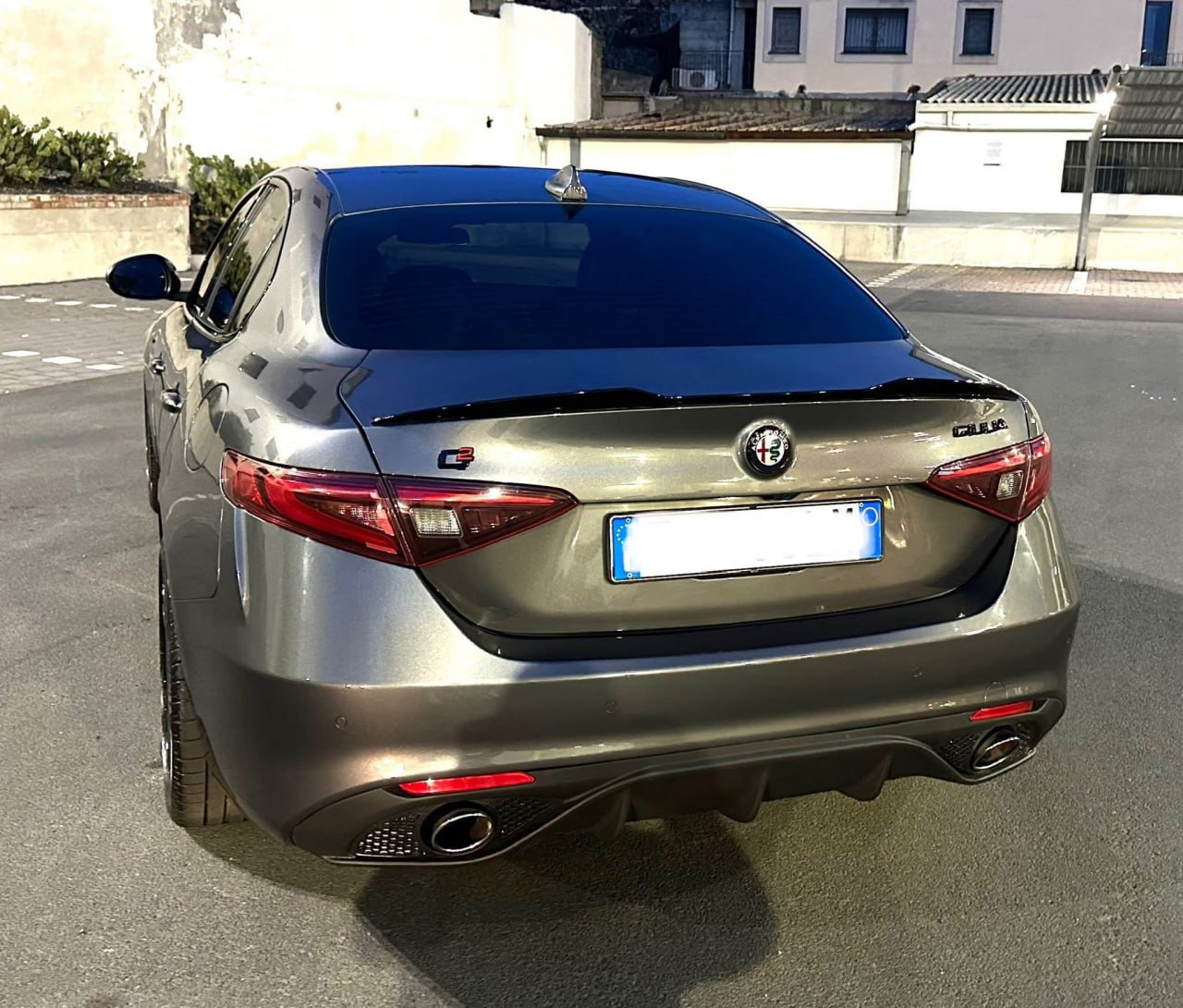0222🔥DIFFUSORE POSTERIORE + TERMINALI CROMATI PER ALFA ROMEO GIULIA (14–18)🔥