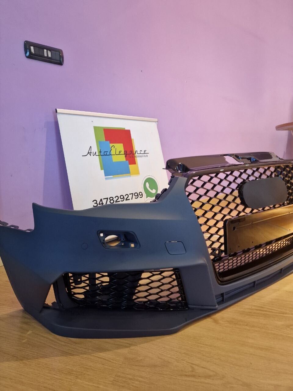💕ART. 0812 PARAURTI ANTERIORE A3 8V 2012-2016 LOOK RS3 + GRIGLIA QUATTRO💕