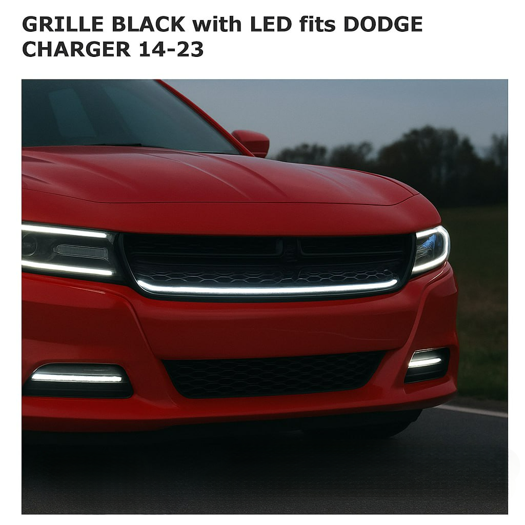 💕GRIGLIA NERA con LED per DODGE CHARGER 14-23💕