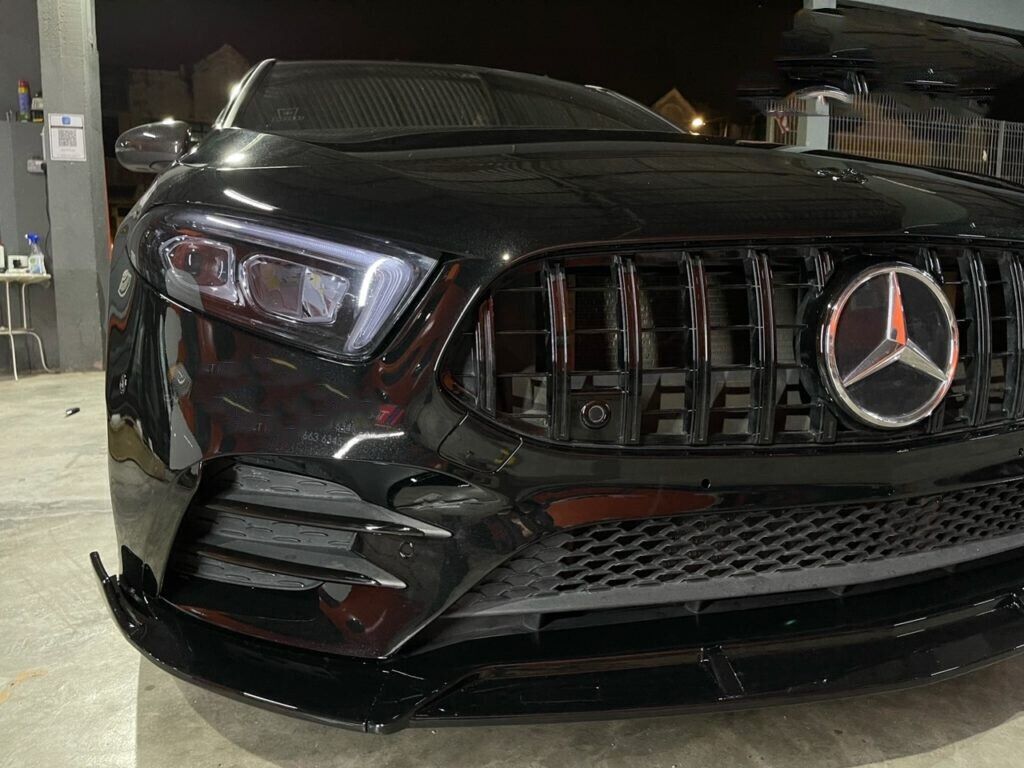 💕ART. 0802 SPLITTER MERCEDES CLASSE A W177 AMG NERO LUCIDO 3 PEZZI💕