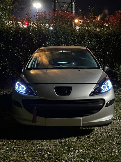 ART. 1741 FARI ANTERIORI PEUGEOT 207 207CC 2006-2012 NERI ANGEL EYES