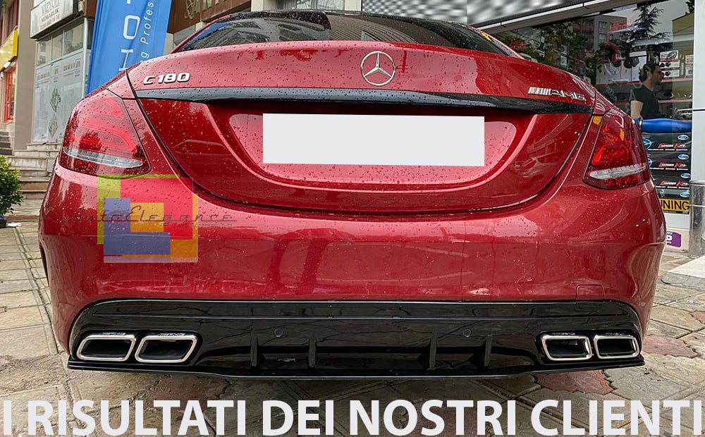 ART.6493 Diffusore Mercedes W205 nero lucido completo di terminali look AMG