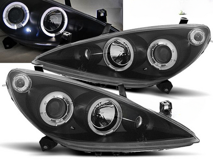 ART.7559 FARI ANTERIORI PEUGEOT 307 2001-2005 NERI ANGEL EYE H1/H1/H1