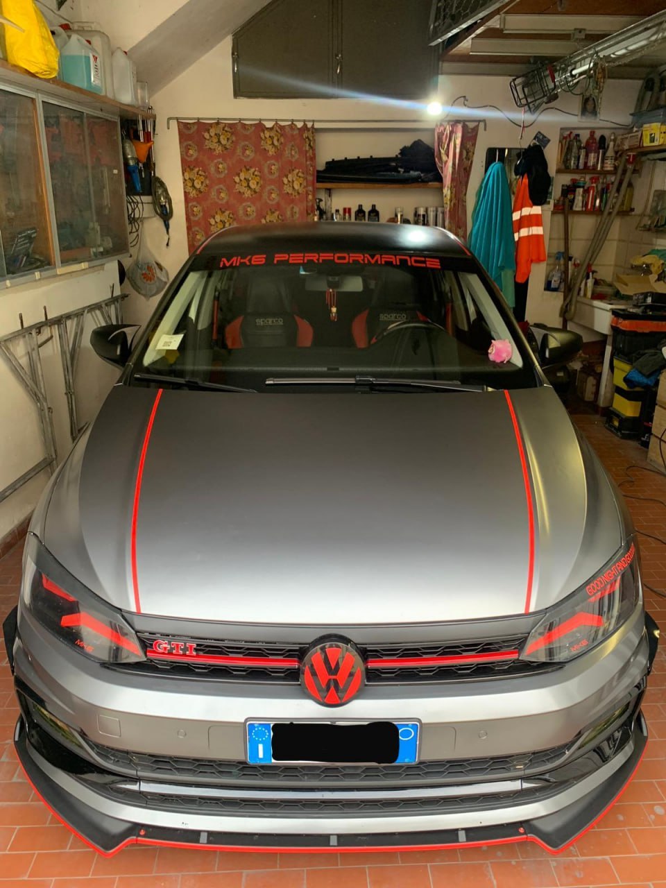 💕ART.1090 SPLITTER VW POLO AW1 STANDARD+ RLINE+GTI EVO NERO LUCIDO 💕