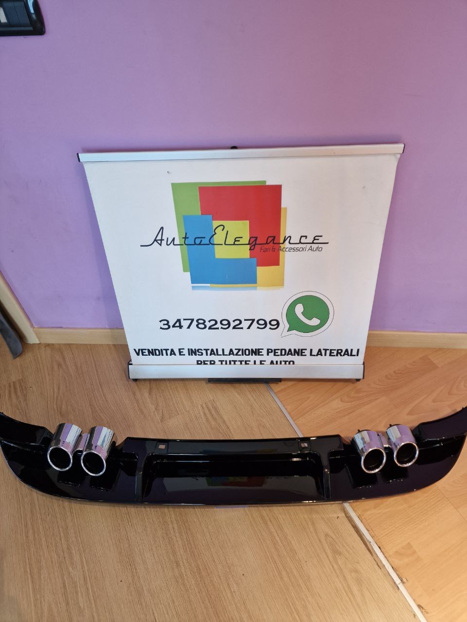 💕 ART. 0914 DIFFUSORE VW GOLF 7.5 LOOK RLINE TERMINALI 2+2💕