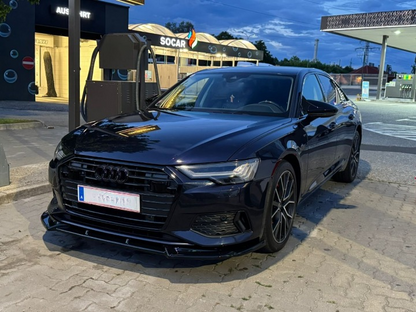 💕ART. 0019 SPLITTER AUDI A6 C8 2018+ RS6 NERO LUCIDO+s6+sline+standard💕