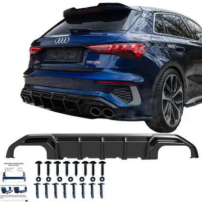 ART.1906 DIFFUSORE AUDI A3 8Y 20+SLINE S3 BERLINA+SPORTBACK NERO LUCIDO