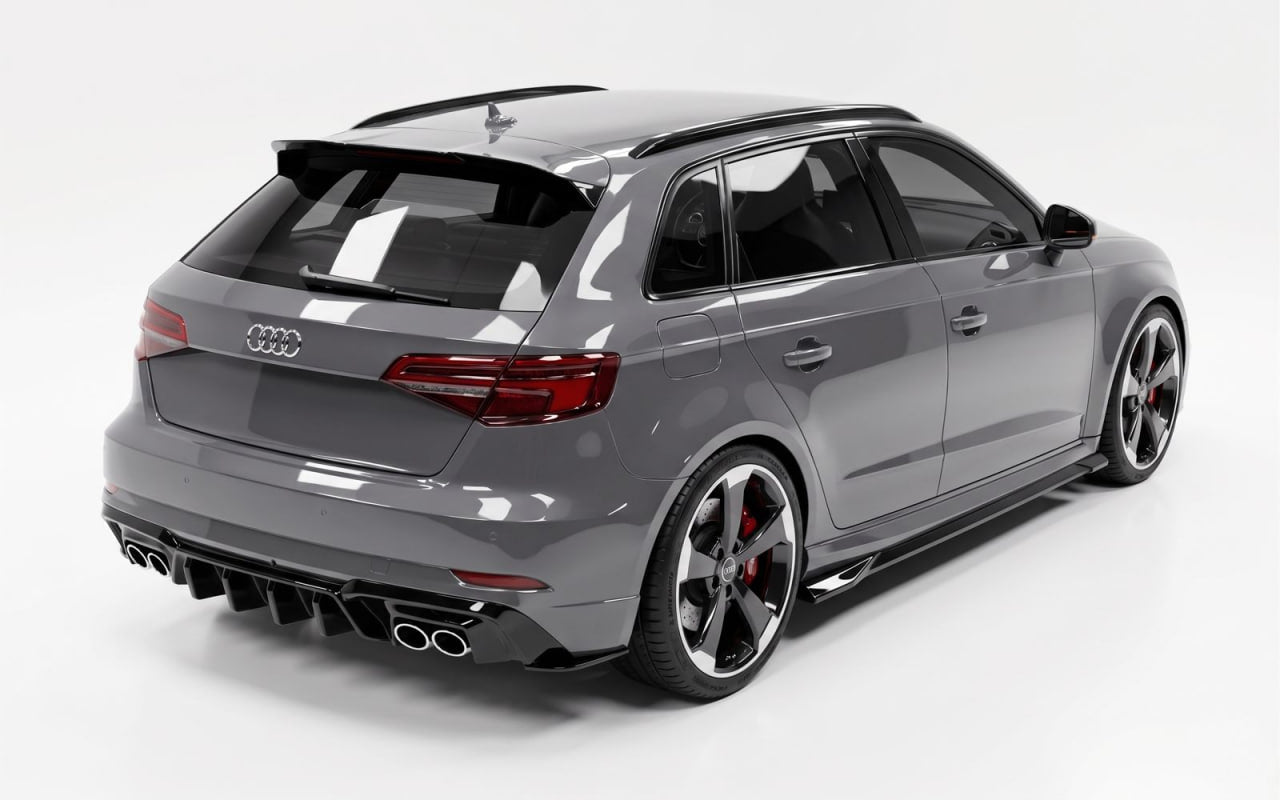💕ART.10087 DIFFUSORE+FLAP LOOK RS3 AUDI A3 8V SLINE RESTYLING 17+NERO LUUCIDO💕