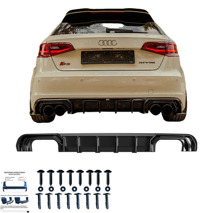 💕ART.2150 DIFFUSORE ADATTTO PER AUDI A3 8V 2012-2016 SLINE S3 NERO LUCIDO 2+2💕