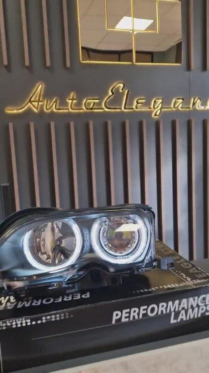 FARI ADATTI PER BMW SERIE 3 E46 2001-2005 ANGEL EYES + DOPPIO KIT LED
