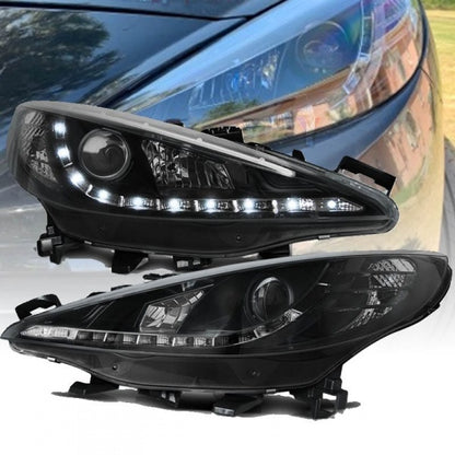 💫ART.7224 FARI "DAYLIGHT" ADATTO PER PEUGEOT 207 06-12 NERI💫