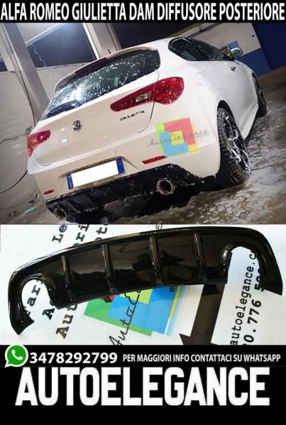 DIFFUSORE ADATTO PER ALFA ROMEO GIULIETTA 1+1 NERO LUCIDO LOOK SPORTIVO