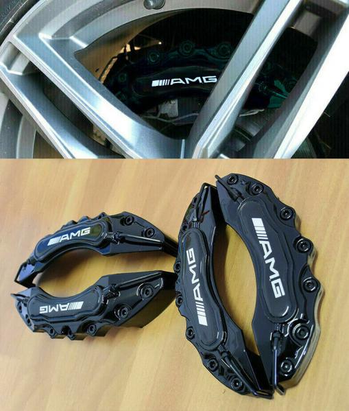 MERCEDES SET 4x COVER COPRI PINZE FRENI NERO ANTERIORI & POSTERIORI LOOK AMG -
