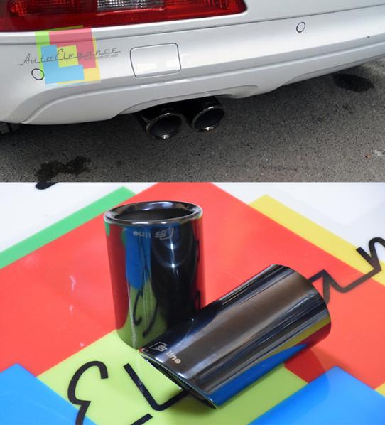 AUDI Q3 2011+ TERMINALI DI SCARICO NERI CON LOGO S LINE ACCIAIO INOX