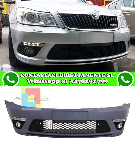 SKODA OCTAVIA II 2009-2013 RESTYLING PARAURTI ANTERIORE COMPLETO LUCI DIURNE LOOK RS