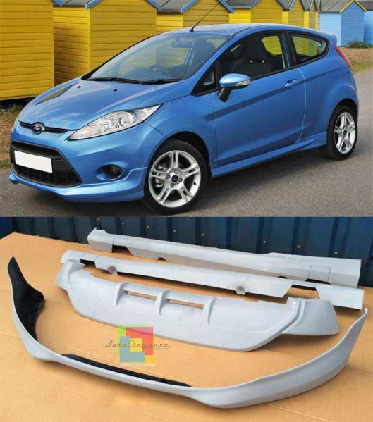 FORD FIESTA MK7 3 PORTE 2008-2012 BODY KIT SPOILER SOTTO PARAURTI ANTERIORE DIFFUSORE E MINIGONNE