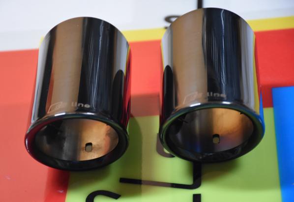 AUDI Q3 2011+ TERMINALI DI SCARICO NERI CON LOGO S LINE ACCIAIO INOX