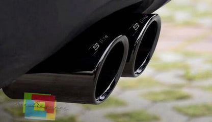 AUDI Q3 2011+ TERMINALI DI SCARICO NERI CON LOGO S LINE ACCIAIO INOX