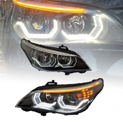 😍FARI ANTERIORI ADATTO PER BMW E60 e E61 Serie 5 2003-2007 con fari alogeni originali😍