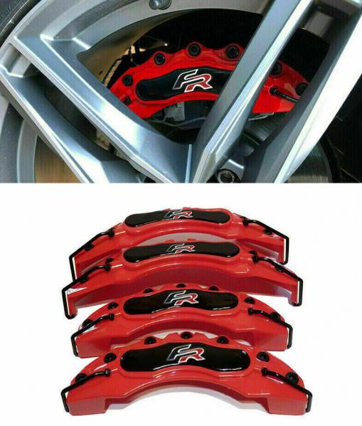 SEAT SET 4x COVER COPRI PINZE FRENI ROSSO ANTERIORI & POSTERIORI LOOK FR -