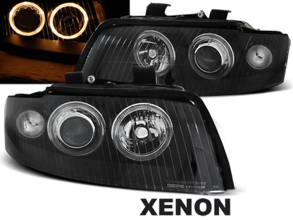 💫ART.5050 FARI ANTERIORE XENON ANGEL EYES NERI adatti per AUDI A4 B6 00-04💫