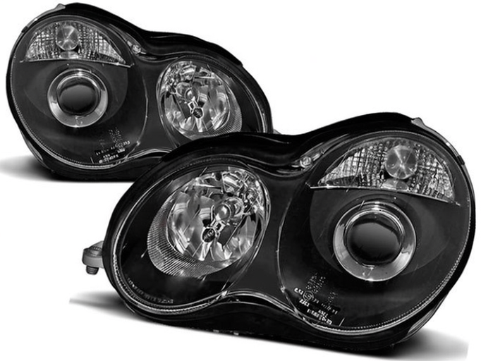 💫 ART.5924 Fari anteriori neri adatti per Mercedes W203 Classe C 07.00–03.04 💫