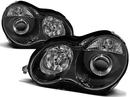 💫 ART.5924 Fari anteriori neri adatti per Mercedes W203 Classe C 07.00–03.04 💫